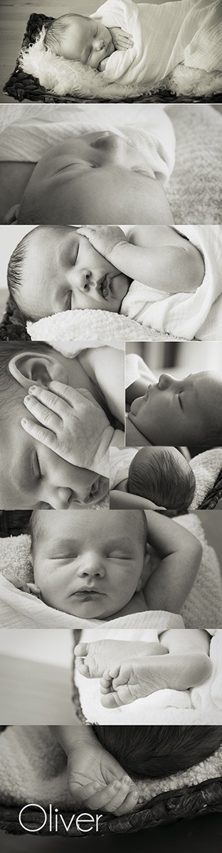 Oliver 7 days fresh newborn baby boy sepia collage