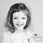 3 year old girl portrait head shots black and white