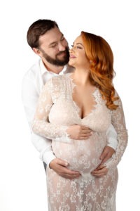 Charlotte NC Maternity Photographer, Unexpected surprise, pregnancy portrait, color lace dress