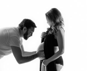 Charlotte NC Maternity Photographer, Modern pregnancy portrait, black & White