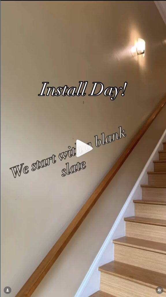 Instal Day ready we start with a blank slat text over empty stairwell wall
