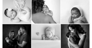 black and white newborn portrait collage, Charlotte Newborn Photographer, Fort mIll, SC, Rock Hill, SC, Momma Resources Charlotte