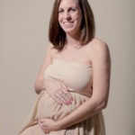 dreamy maternity in studio flowing cream dress