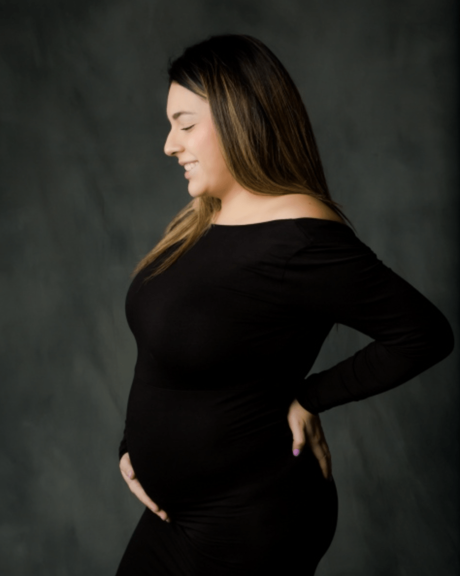 maternity photo of mom in a black dress Fort Mill SC