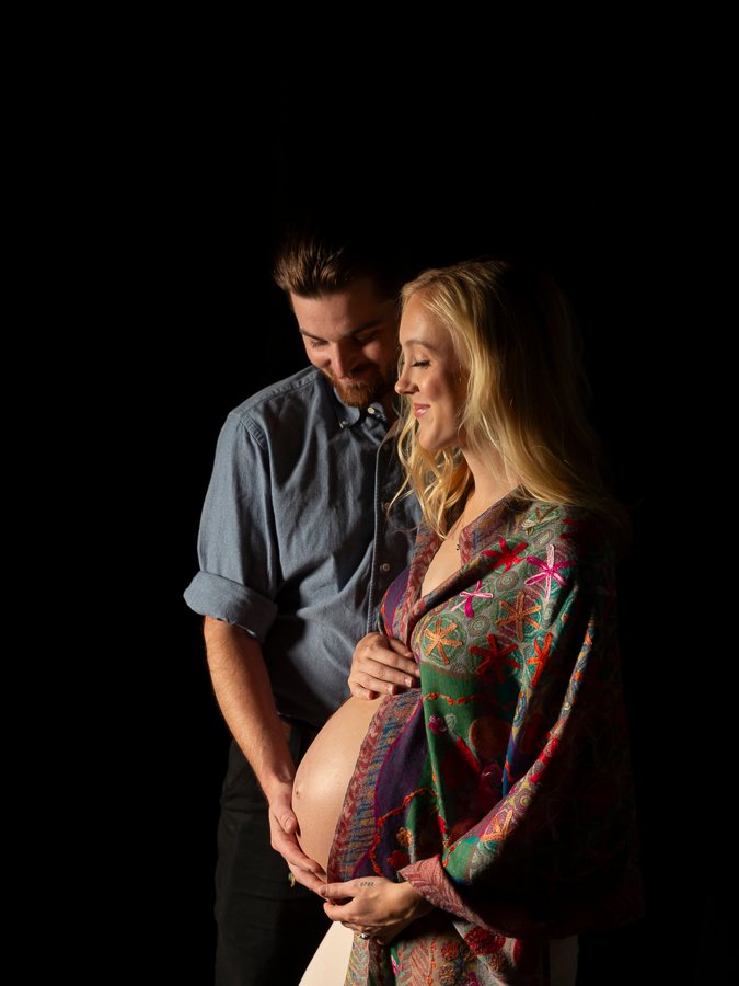 Fort Mill, SC maternity pose with heirloom wrap