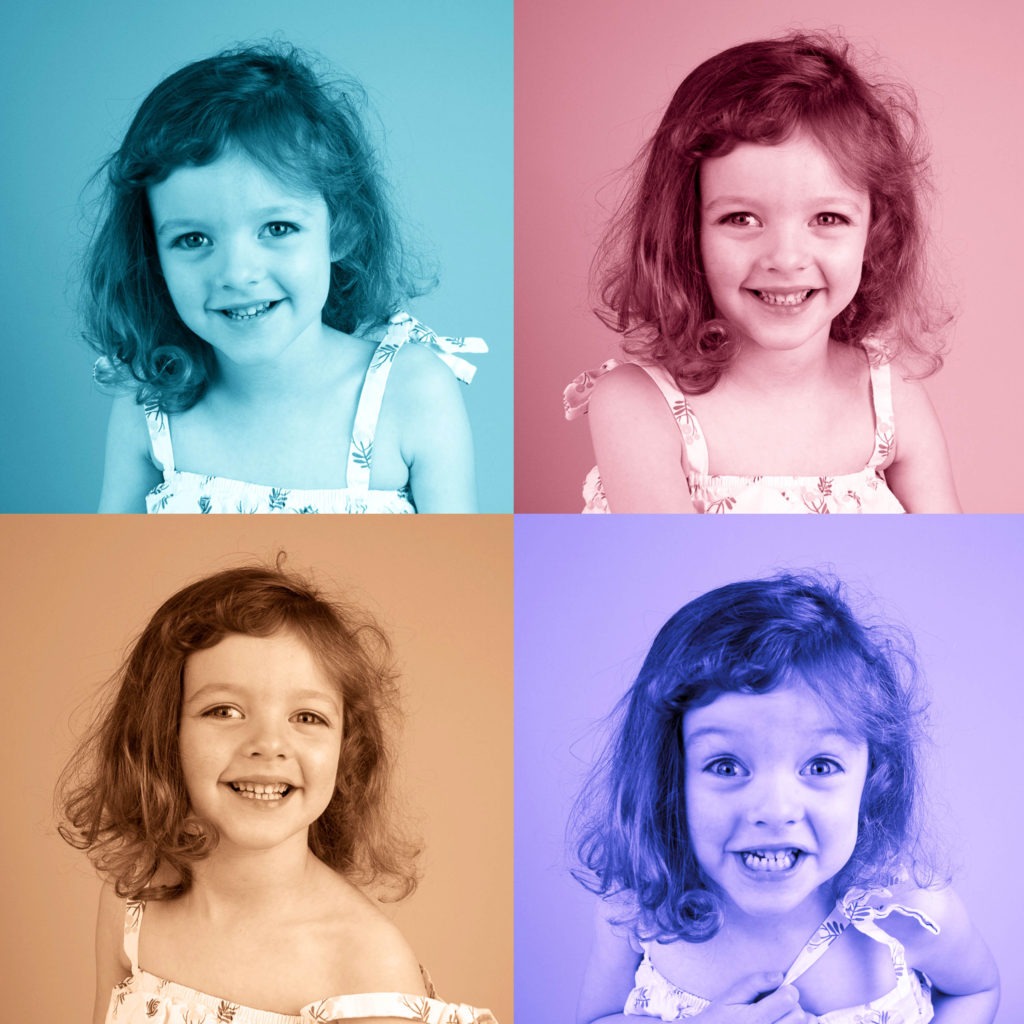 popart 3 years old girl black and white toned andy warhol