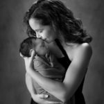 black and white newborn with mom portrait, Charlotte Newborn Photographer Interview with Perinatal Wellness and Support 
