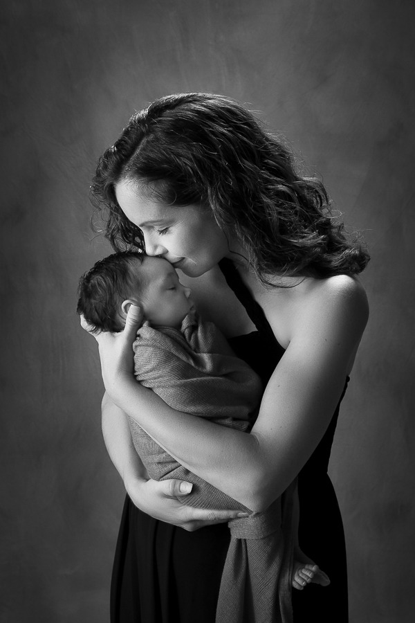 black and white newborn with mom portrait, Charlotte Newborn Photographer, momma resources charlotte