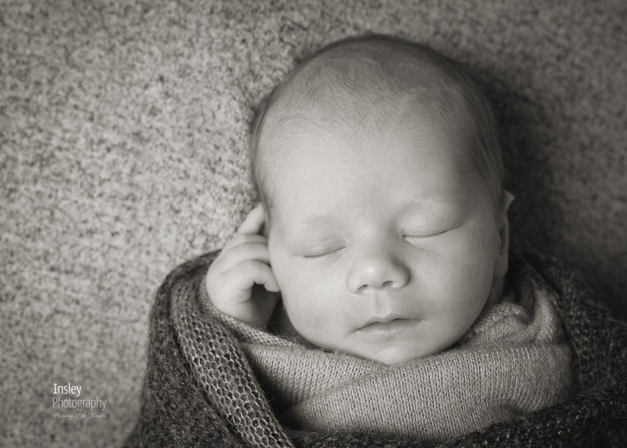 Charlotte nc new baby portrait, black and white close up of newborn