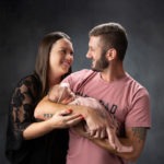 rainbow baby with new parents, Charlotte NC newborn portrait, family