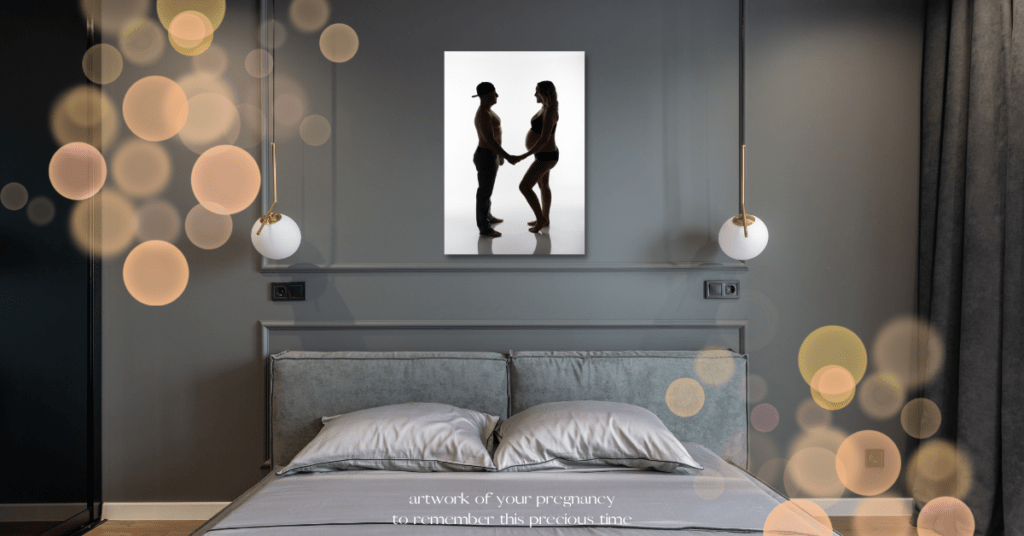 motherhood remembered in a maternity portrait over the bed in your room! artwork for Charlotte's moms